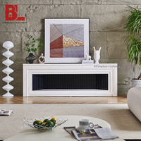 Meuble TV en marbre 391S en promotion, style moderne pour salon, unité TV en MDF avec cheminée intégrée