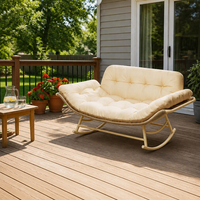Fauteuil à bascule double 2 places avec cadre en métal, coussin capitonné, pour intérieur, patio, salon, balcon
