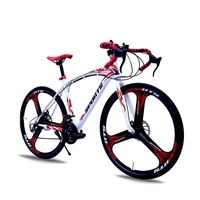 Vélo de route pour homme adulte avec cadre en carbone, fourche, logo personnalisé, 27 pouces, 24 vitesses, roues 700C à trois couteaux, freins à double disque