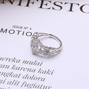 Anillo Abierto Retro de Plata S925, Anillo de Perlas con Boca Abierta, Accesorios de Joyería DIY de Moda, Anillo de Dedo Vacío, 10.º Aniversario - Product Image 3