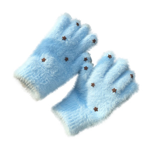 <span class=keywords><strong>Gants</strong></span> de sport d'extérieur en peluche tricotée bleu étoile d'<span class=keywords><strong>Islande</strong></span>, mignons, épais et chauds, avec doigts - Product Image 5