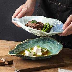 Plat de service en céramique en forme de coquille, bol en <span class=keywords><strong>porcelaine</strong></span>, <span class=keywords><strong>assiette</strong></span> décorative pour huîtres et fruits de mer, 8/10 pouces, plats pour fruits de mer - Product Image 1