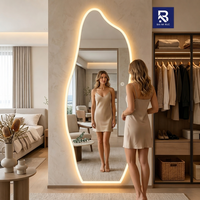 Miroir de maquillage LED sans cadre à écran tactile moderne, miroir mural irrégulier pleine longueur pour chambre à coucher et salon
