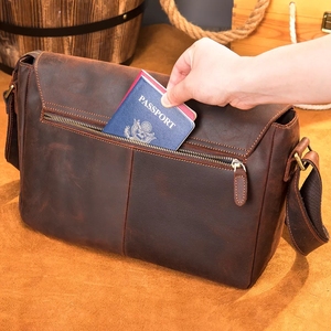 Personnalisé Vintage Crazy Horse en cuir véritable porte-documents hommes élégant collège bureau affaires épaule bandoulière ordinateur portable <span class=keywords><strong>Messenger</strong></span> - Product Image 6