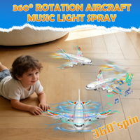 Voiture électrique universelle pour enfants Bump and Go 360 °   Avion jouet A380 rotatif avec lumières colorées et musique, modèle d'avion de simulation