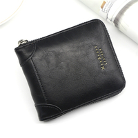 Dompet Koin Pendek Santai Desain Mode, Dompet Kecil Kulit Warna Murni Ritsleting