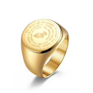 Anillo Cruzado de Acero Inoxidable Dorado para Hombre con Diseño de Oración, Estilo Hip Hop Punk, Joyería de Moda, Regalo para Hombre - Product Image 1