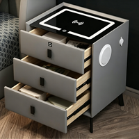 Table de chevet intelligente et écologique avec chargeur sans fil, haut-parleur Bluetooth, port USB LED et verrouillage par empreinte digitale – Design moderne pour appartement