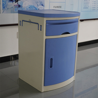 Armoire de lit médical bleue multifonction certifiée CE ISO, meuble de chevet en plastique pour hôpital, clinique, lit médical