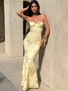 Robe longue moulante sexy pour femme, imprimée, à bretelles spaghetti, épaules dénudées, dos nu, pour soirée et club - Product Image 4