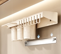 Ensemble de porte-couteaux de cuisine multifonctionnel mural sans perceuse avec cage à baguettes et support de rangement