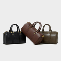 Sac bandoulière rétro en cuir véritable Maillard pour femme, style Boston, luxe léger, en cuir de vachette tanné végétal, grande capacité