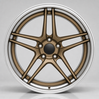 Nouvelle jante en alliage d'aluminium forgé, 2 pièces, 5 branches, finition bronze satiné chromé, avec logo personnalisé, pour rétrofit/amélioration de voiture, 18-22 pouces
