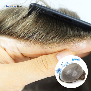 Toupet per Uomo con Pelle Sottile, <span class=keywords><strong>Capelli</strong></span> Remy Annodati, Base in PU Antibatterica, <span class=keywords><strong>Extension</strong></span> per <span class=keywords><strong>Capelli</strong></span>, Parrucca Maschile - Product Image 1
