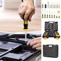 Ensemble de 43 tournevis magnétiques professionnels portables en acier au chrome-vanadium, certifiés CE, avec boîte à outils personnalisée pour la maison