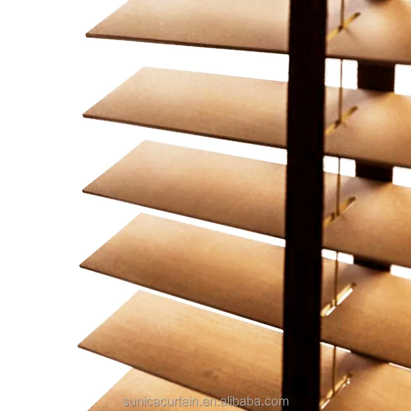 Fábrica vendas diretas madeira slat janela persianas madeira google casa alexa controle