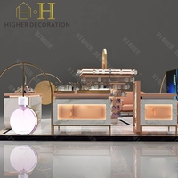 Comptoir de présentation de parfums rond en bois personnalisé, kiosque mobile de petite taille pour la vente de parfums