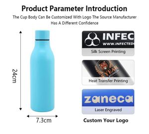 Bouteille d'eau isotherme en acier inoxydable avec logo personnalisé, double paroi, pour la salle de sport, les boissons sportives, capacité de 500 ml, idéale pour les cadeaux - Product Image 2