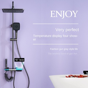 Pistola de rocío de la mañana, pantalla Digital inteligente gris, válvula mezcladora de ducha, hogar, apartamento presurizado, botón de Piano, Baño - Product Image 1