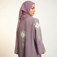 Abaya brodée de cristaux pour femmes, vêtements islamiques modestes ouverts