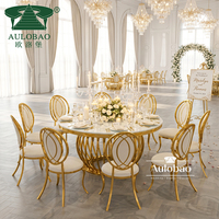 Tables de réception AULOBAO AT-1041, design élégant et moderne en forme de cage à oiseaux, base en acier inoxydable, pour mariage, fête, dîner, événements, salle de banquet