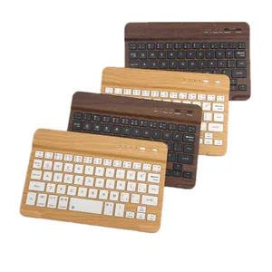 7 inch Wood Grain Wireless Bluetooth Keyboard for Smart Phone, Rechargeable Fashionable Keyboard for iPad Mac, iMac, MacBook