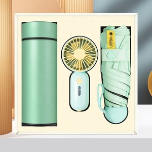 2025, conjunto de promoción de regalo de negocios corporativos, caja de regalo de Navidad, logotipo personalizado, paraguas, Mini <span class=keywords><strong>ventilador</strong></span>, caja de regalo, juego de ventosas - Product Image 1