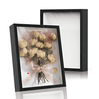 Cadre de présentation numérique couleur pleine pour fleurs séchées/bouquets, en MDF blanc, écologique, durable, moderne, vertical, type boîte profonde