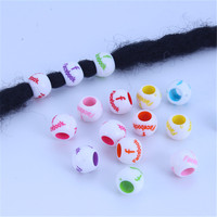 1 sac de perles colorées à gros trous pour tresses décoratives, accessoires de coiffure, bricolage, résine acrylique plastique, perles dispersées pour bijoux de tresses