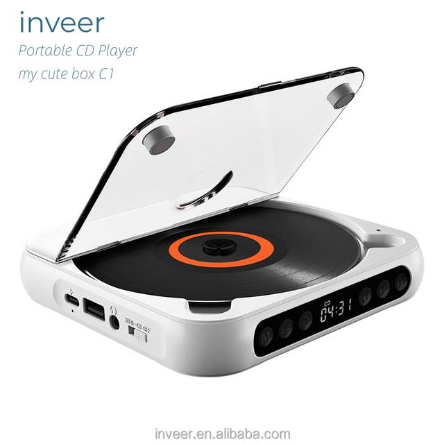 Inveer Pocket Size Blue tooth Out 4hrs Long Time Playback Function Portable CD Player Model C1with Battery Inbuilt