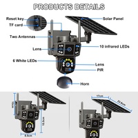 Caméra de Sécurité CCTV Double Objectif 4MP HD 4G Wi-Fi Détection de Mouvement Solaire PTZ avec Carte SIM, Alimentation par Batterie Faible Consommation, Prix d'Usine