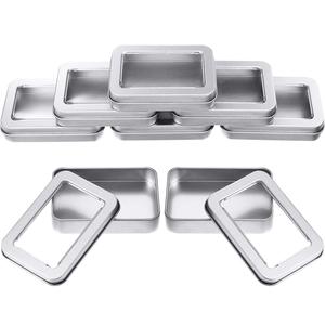 Caja de Metal Rectangular Blanca Plateada Pequeña, Personalizada con Impresión, para Empaque - Product Image 1