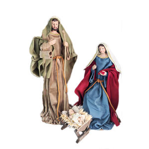 2023 novedades conjunto de Natividad de resina estatuilla religiosa artesanía estatuas cristianas con tela para regalos de Navidad - Product Image 2