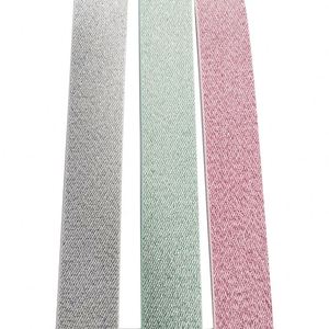 32MM /1.25 Inch Width Custom Design Green Lurex Glitter Polyester Thread Elastic Band <b>Webbing</b> Strap - Product Image 6