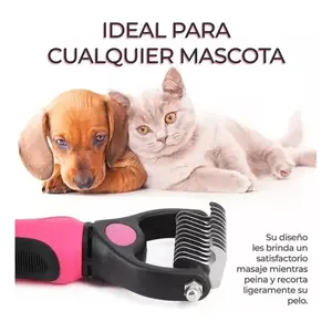 Ensemble de brosses anti-peluches pour chiens et chats, poils en acier inoxydable, outil de toilettage pour poils longs, éliminateur de poils pour animaux de grande race, rose et - Product Image 5