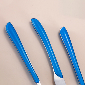 Vente en gros de couteaux, fourchettes et cuillères en acier inoxydable pour le camping <span class=keywords><strong>Couverts</strong></span> en métal écologique avec manche en plastique pour fêtes - Product Image 6