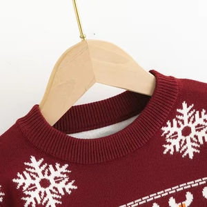 Suéter Cárdigan Rojo Extra Grande Tejido en Algodón Orgánico para Niños Pequeños, Ropa de Invierno ODM - Product Image 4