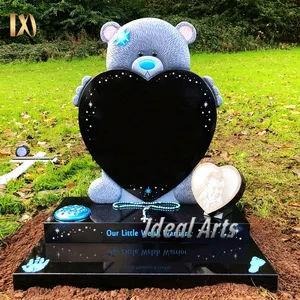 자연석 블랙 현대 독특한 아기 대리석 곰 묘비 디자인 가격
