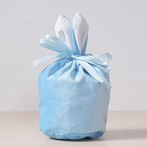Tas Kelinci Paskah beludru mewah dengan tali serut hadiah keranjang permen dan pita untuk Hari Tahun Baru - Product Image 4