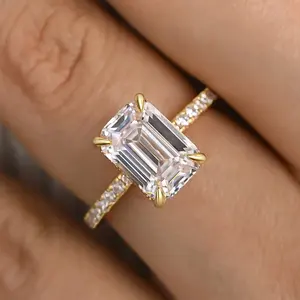 Fabricante de Joias de Qualidade Bijoux Design Anéis de Noivado Femininos de <span class=keywords><strong>Moissanite</strong></span> em Prata 925 e Ouro 14K com Diamantes Joias Personalizadas - Product Image 6