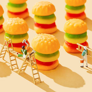 OEM 할랄 푸드 젤리 캔디 설탕 과일 버거 멀티 컬러 맛 구미 - Product Image 1