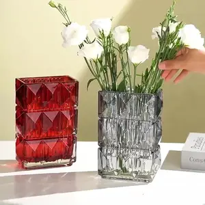 Benutzer definierte Logo farbige Home Table moderne quadratische Hochzeit dekorative Vase für Blumen für Mittelstücke