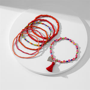 Boho mode perle de graine colorée coeur <span class=keywords><strong>papillon</strong></span> plage ensemble de <span class=keywords><strong>cheville</strong></span> pour femmes déclaration perle de riz ensemble de bijoux de <span class=keywords><strong>cheville</strong></span> - Product Image 6