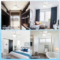 Lampe de ventilateur à douille E27 avec 6 pales, lumière de ventilateur intelligente pliable de 16.5 "avec télécommande de style nouveau.