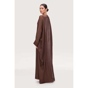 Para <span class=keywords><strong>Zara</strong></span> Chocolate Open Abaya en satén Elegante <span class=keywords><strong>vestido</strong></span> de novia - Product Image 2