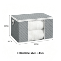 Sacs de rangement pliables en tissu gris, non tissés, écologiques, grande capacité, avec fenêtre transparente, poignée renforcée et fermeture éclair robuste