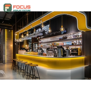 Compact Cafe Service Counter Matte Black Finish Syrup Bottle Display Area Storefront Service Counter - Product Image 4