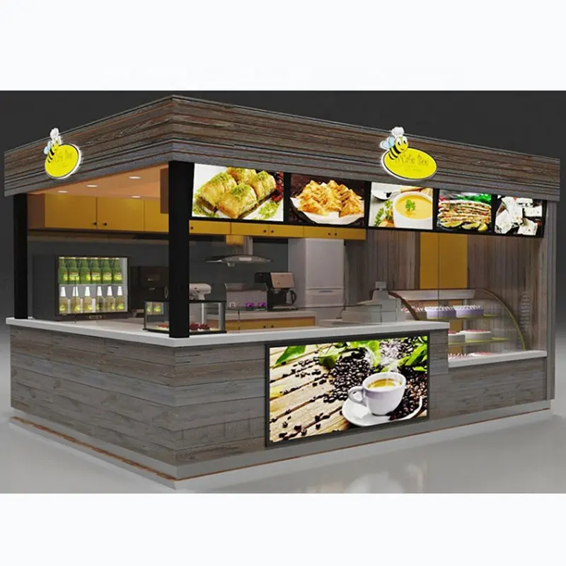 Kios Makanan Cepat Saji Ritel dengan Desain Kedai Kopi Casing Pajangan Minuman untuk Meja Meja Kedai Kopi & Jus untuk Dijual