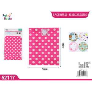 8 pz sacchetti di caramelle rosa con pois bianchi per bomboniere e regali - Product Image 1