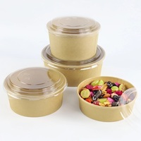 Jetable Extra large 1300ml Brun Kraft Papier Saladier avec Couvercle 40oz